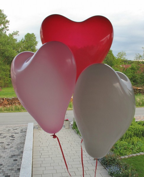 15 Stück Ballonherzen in rot - weiß - rosa